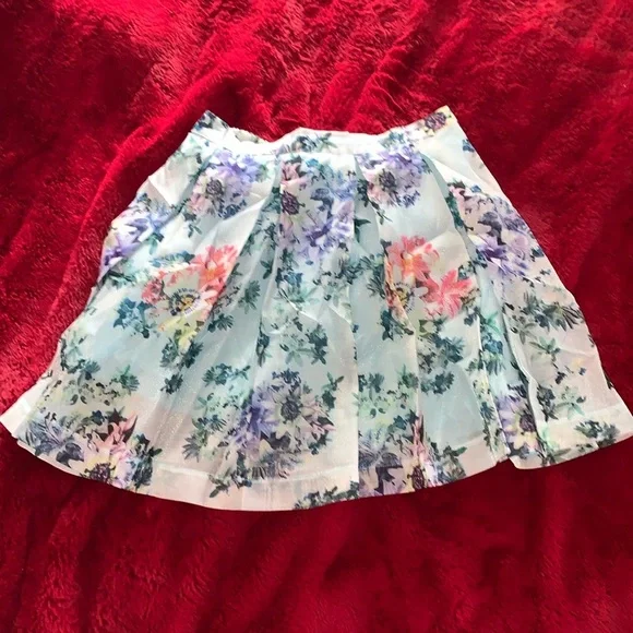 Blue Floral Pleated Mini Skirt - Picture 1 of 3